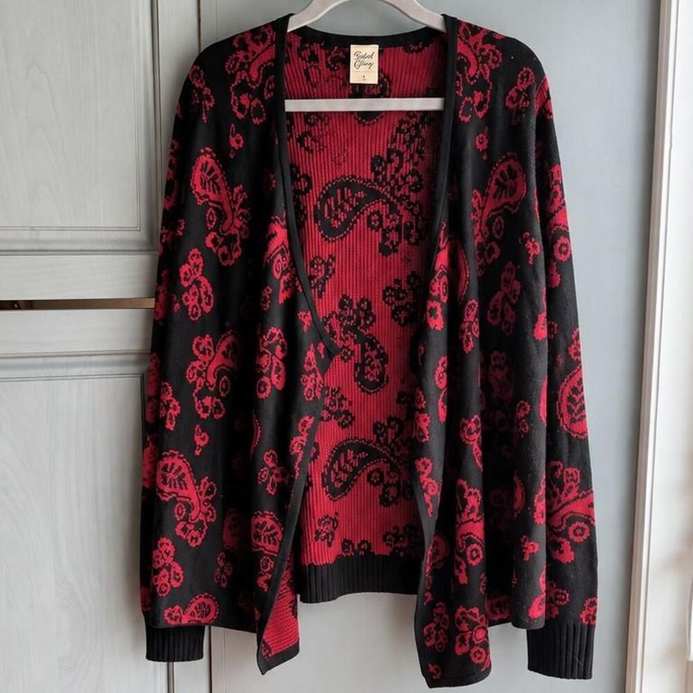Faded-glory Women's Red and Black Cardigan